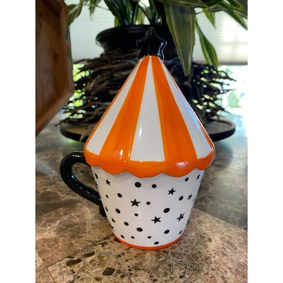 New Johanna Parker Carnival Cottage Halloween Coffee Tea Cup w/ Topper - Picture 4 of 7